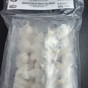 Raw shrimp skewers